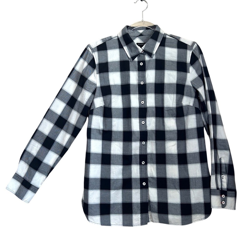 Talbots Black White Buffalo Plaid Cotton Button Shirt Small NWT Gorp cottage